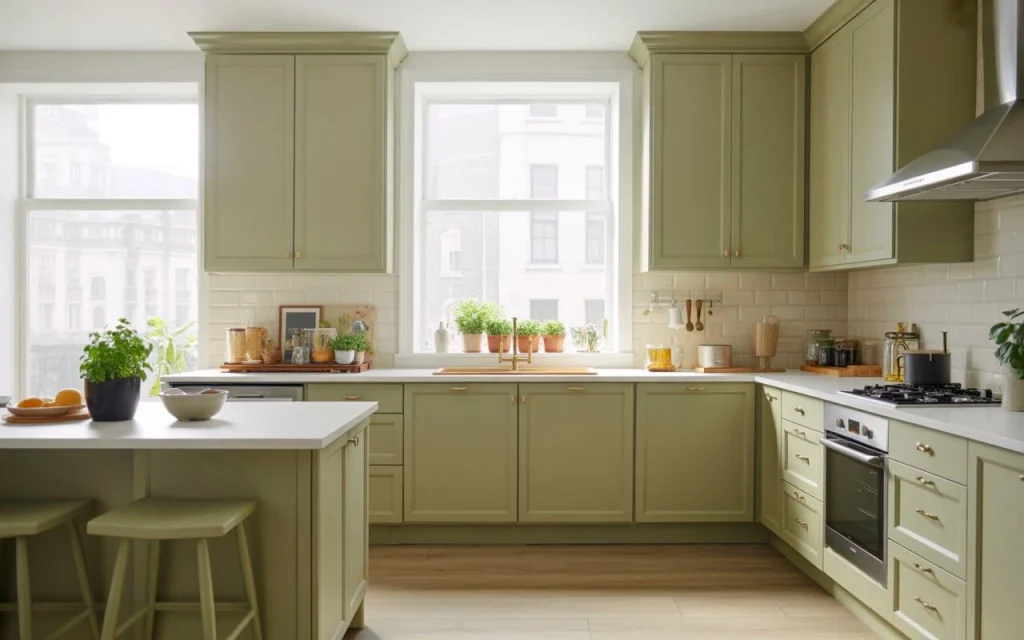 Sage green kitchen cabinets​