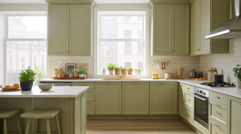 Sage green kitchen cabinets​